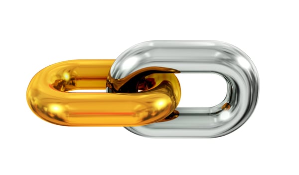 Interlocking gold and silver links